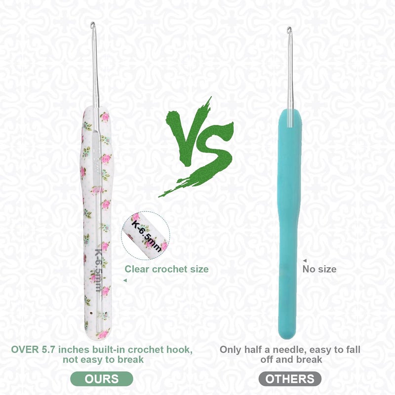 BCMRUN Crochet Gifts, 14pcs Flower Pattern 2.25mm-10mm Soft Grip Metal Crochet Hooks for Crocheting & Knitting, Weave Yarn Craft Kits (White) - Image 5